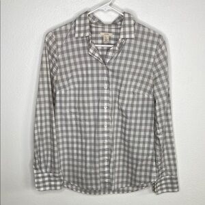 J. Crew Gray Checkered woman’s button up shirt blouse 2